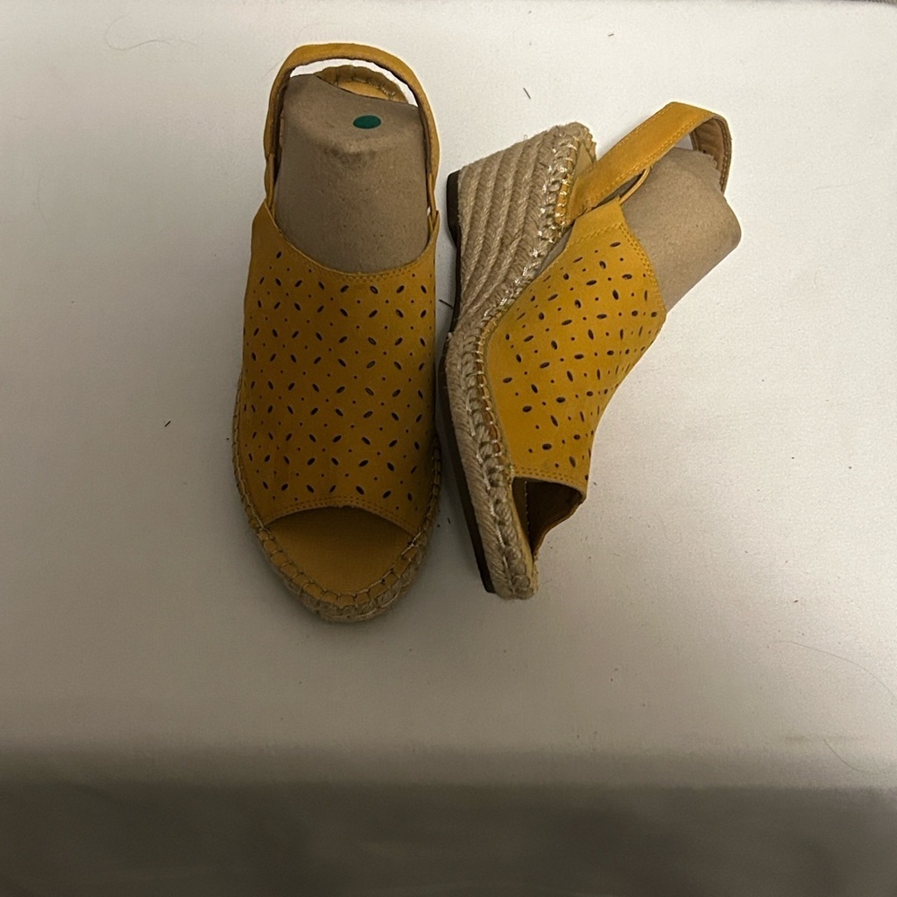 Clarks Yellow Espadrille Wedge Sandals